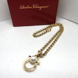 Salvatore Ferragamo Gancini Necklace Metal USED